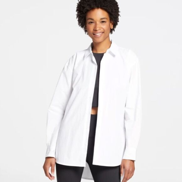 CALIA White Collared Oversized Drop Bottom Shirt/Top - Picture 5 of 11